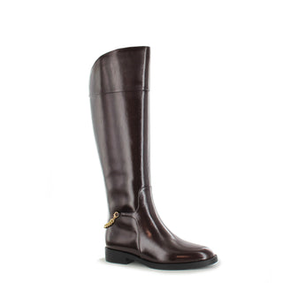 Capella: Long Flat Riding Knee Boot - Rich Burgundy Brown