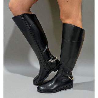 Capella: Long Flat Riding Knee Boot - Black
