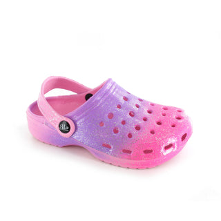 Chia: Kids Pink Glitter Clogs - Fuschia Glitter