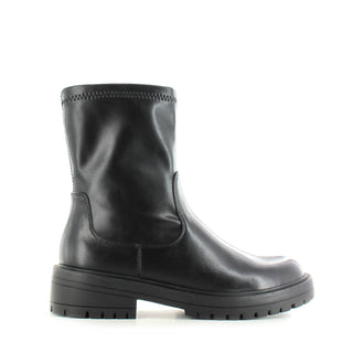 JADE: WOMEN'S CHUNKY PULL ON BIKER BOOT - BLACK