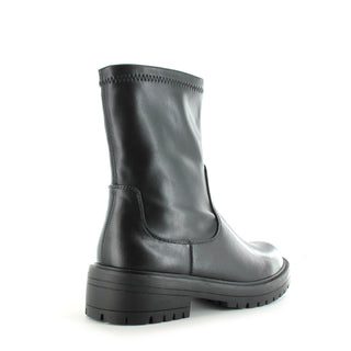 JADE: WOMEN'S CHUNKY PULL ON BIKER BOOT - BLACK