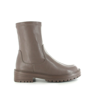 Jade: Women's Chunky Pull On Biker Boot - Mushroom