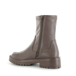 Jade: Women's Chunky Pull On Biker Boot - Mushroom