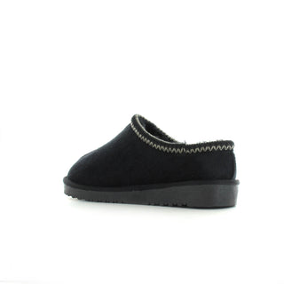 Kelly: Embroided Faux Fur Lined Mule Slippers - Black