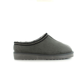 Kelly: Embroided Faux Fur Lined Mule Slippers - Grey