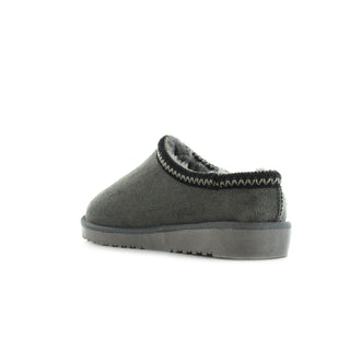 Kelly: Embroided Faux Fur Lined Mule Slippers - Grey
