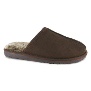 Jack: Mens Luxury Faux Fur Lined Mule Slippers - Brown
