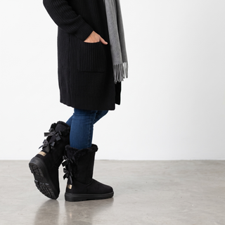 Beau: Luxury Faux Fur Lined Ankle Boot - Black