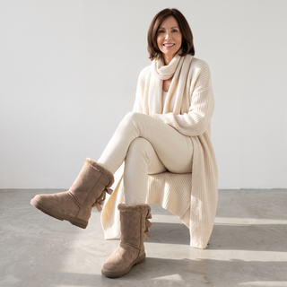 Beau: Luxury Faux Fur Lined Ankle Boot - Taupe