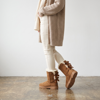 Beau: Luxury Faux Fur Lined Ankle Boot - Chestnut