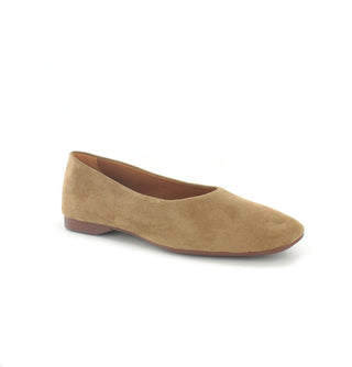 Camille: Classic Ballet Pump Square Toe- Taupe