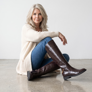 Capella -Long Flat Riding Knee Boot - Rich Burgundy Brown