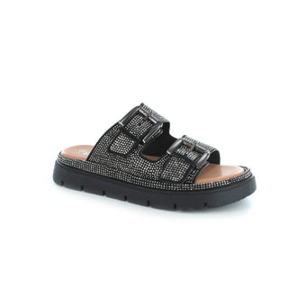 Cara: Flat Cushioned Chunky Sole Double Buckle Sandal - Black