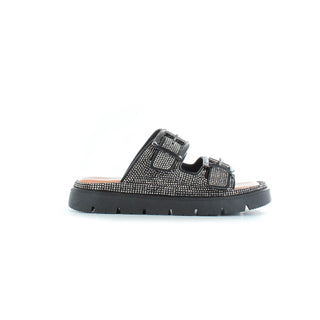 Cara: Flat Cushioned Chunky Sole Double Buckle Sandal - Black