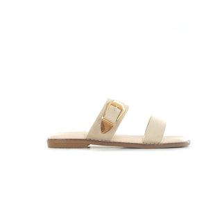 Cassie : Buckled Flat Open Toe Slip On Sandal - Stone