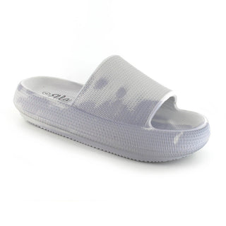 Cloud: Women's Pillow Cushioned Slides - Grey Marble