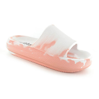 Cloud: Women's Pillow Cushioned Slides - Pink Marble