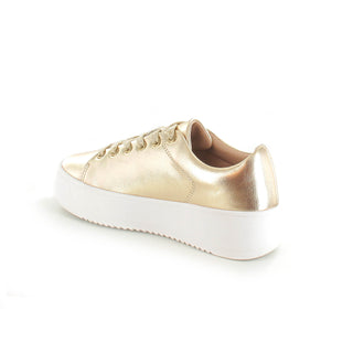 Como- Womens Lace up Contempoary Trainer-Gold