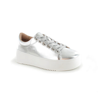 Como- Womens Lace up Contempoary Trainer-Silver