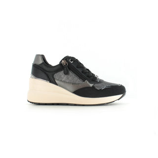Dallas- Womens Comfort Fashion Wedge Trainer- Black