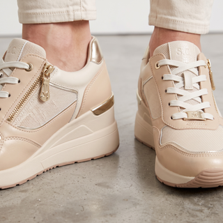Dallas- Comfort Wedge Trainer- Nude