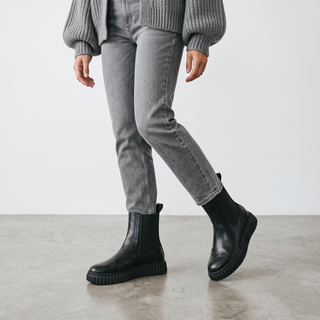 Demi - Flat Form Stretch Ankle Boot - Black
