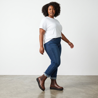 Demi - Flatform Stretch Ankle Boot - Brown