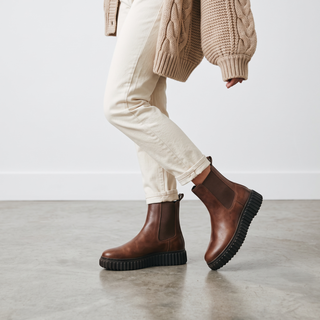 Demi - Flatform Stretch Ankle Boot - Brown
