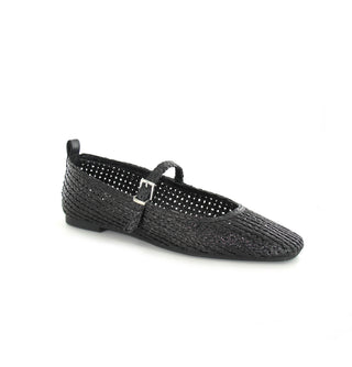 Dottie: Woven Mary Jane Ballet Pump - Black