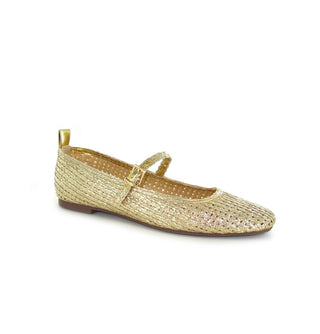 Dottie: Woven Mary Jane Ballet Pump - Gold