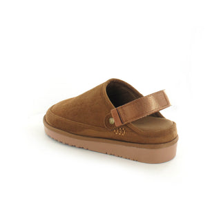 Evie: Memory Foam Ankle Strap Clog Mule Slide - Chestnut