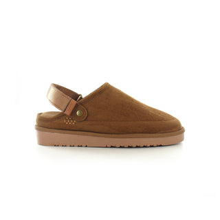 Evie: Memory Foam Ankle Strap Clog Mule Slide - Chestnut