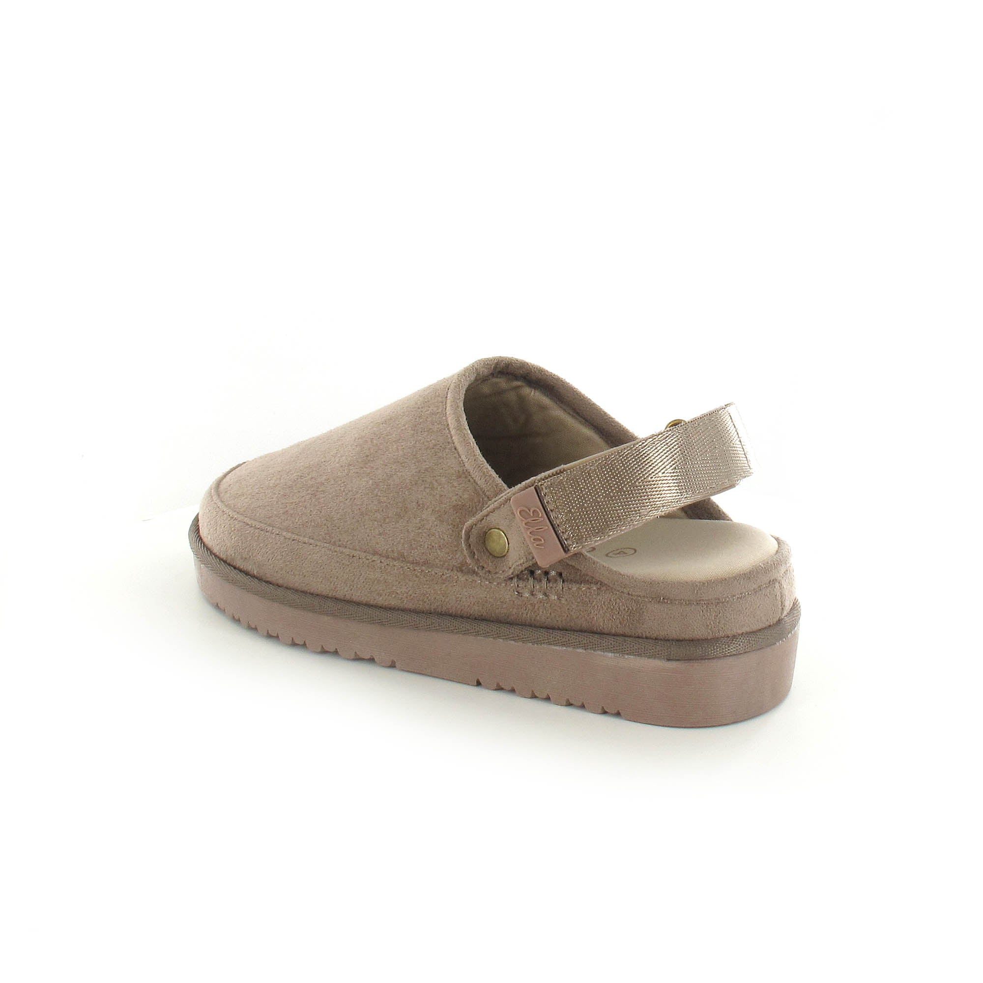 Evie: Memory Foam Ankle Strap Clog Mule Slide Taupe