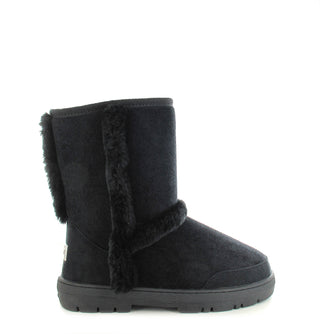 Geri: Short Luxury Faux Fur Lined Ankle Boot - Black