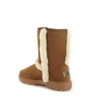 Geri: Short Luxury Faux Fur Lined Ankle Boot - Chestnut