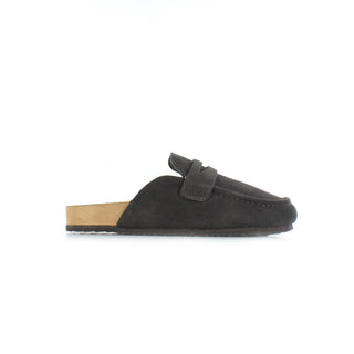 Harley: Brown - Cow Suede Leather Flat Loafer Mule Clogs