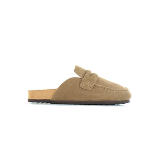 Harley: Mocha - Cow Suede Leather Flat Loafer Mule Clogs