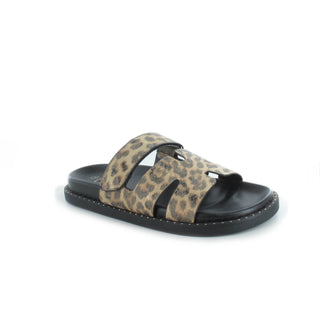 Hatti: Gladiator Flat Strap Velcro Sandal - Leopard
