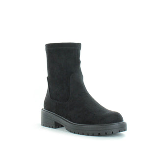 JADE - Chunky Stretch Biker Boot - Black Faux Suede