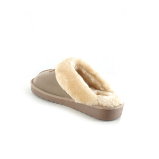 Jill: Women's Luxury Faux Fur Lined Mule Slippers - Beige