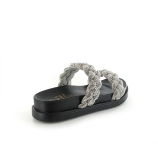 Kitty: Women's Braided Sliders - Silver