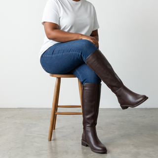 Marlow: Women's Knee High Stretch Boot - Brown