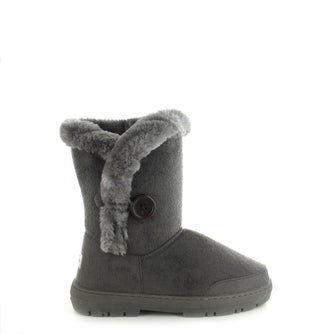 Nina:  Luxury Faux Fur Lined Button Ankle Boot - Grey