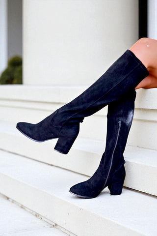 Paige: Knee High Magic Stretch Boot - Black