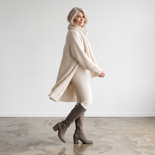 Paige: Knee High Magic Stretch Boot - Grey