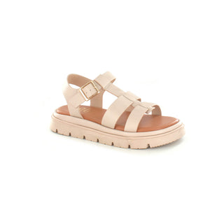 Remi: Flat Cushioned Chunky Sole Sandal - Cream