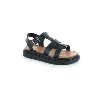 Remi: Flat Cushioned Chunky Sole Sandal - Black