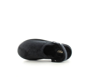 Ruby: Memory Foam Ankle Strap Faux Fur Slippers - Black