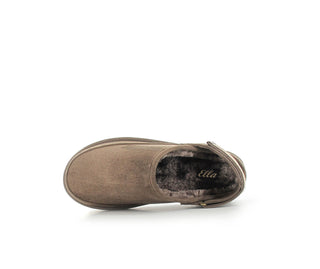 Ruby: Memory Foam Ankle Strap Faux Fur Slippers - Mocca