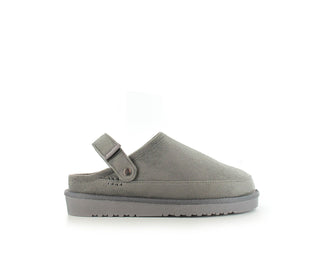 Ruby: Memory Foam Ankle Strap Faux Fur Slippers - Grey